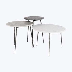 Sleek, modern round table with metal legs, versatile for any space. - hover