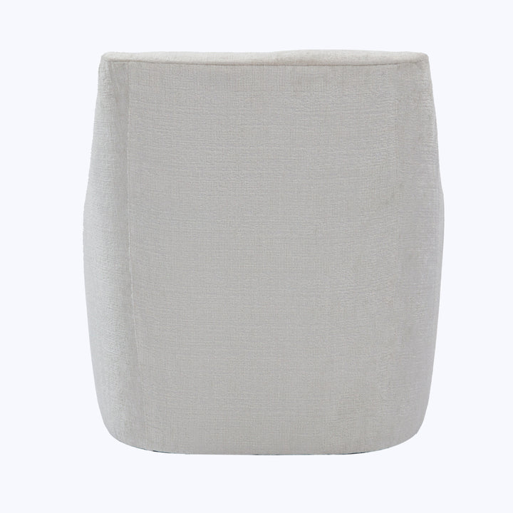 Modern cylindrical upholstered ottoman stool in neutral off-white color