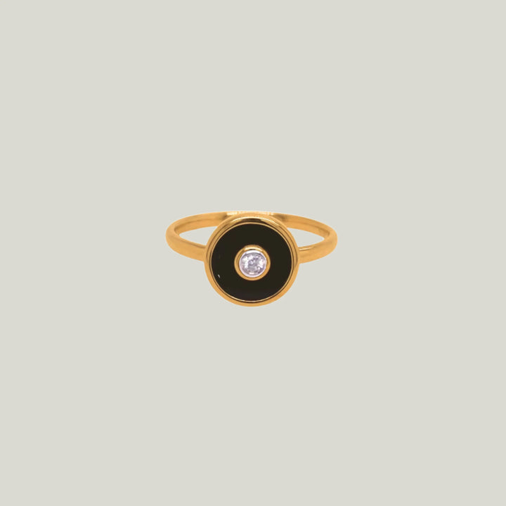Mini Saucer Ring with Black Onyx