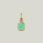 Bezel Saucer Charm with Diamond on Top - Lagoon Tourmaline