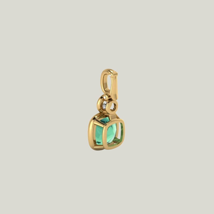 Bezel Saucer Charm with Diamond on Top - Lagoon Tourmaline