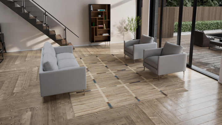 Natural Patterned Modern Wool Kilim - 9' x 11'6"