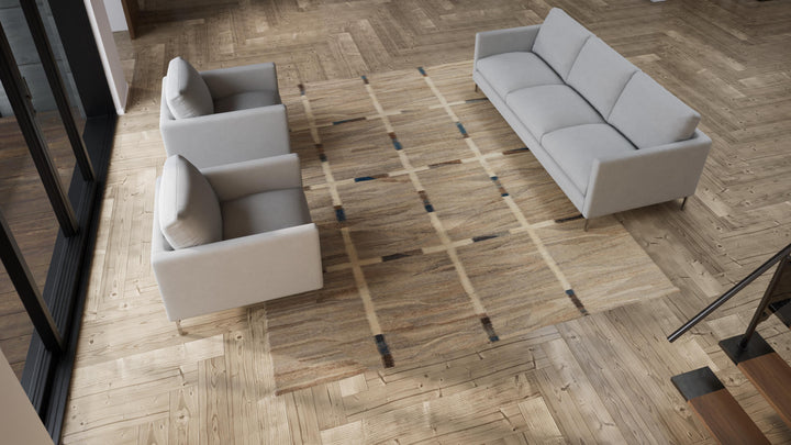 Natural Patterned Modern Wool Kilim - 9' x 11'6"