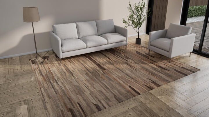 Natural Patterned Modern Wool Kilim - 9' x 11'7"