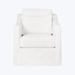 Modern white armchair with deep cushions and broad armrests design