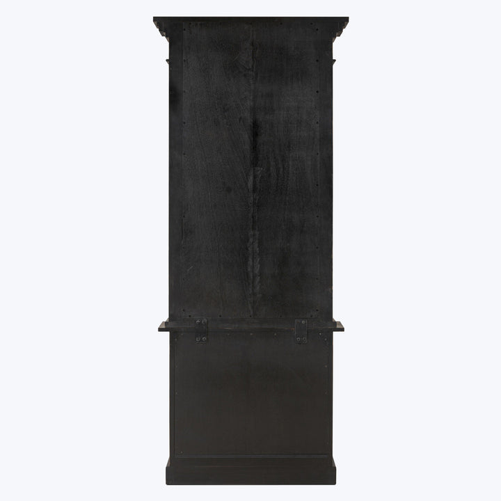 Dark lectern with textured surface against white background, minimalist design.