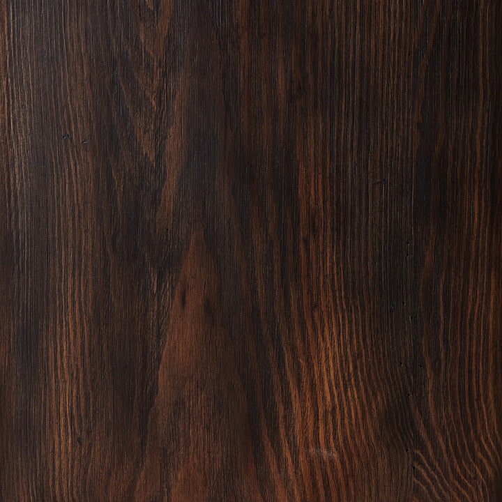 Detailed close-up of dark brown wood surface with beautiful grain.