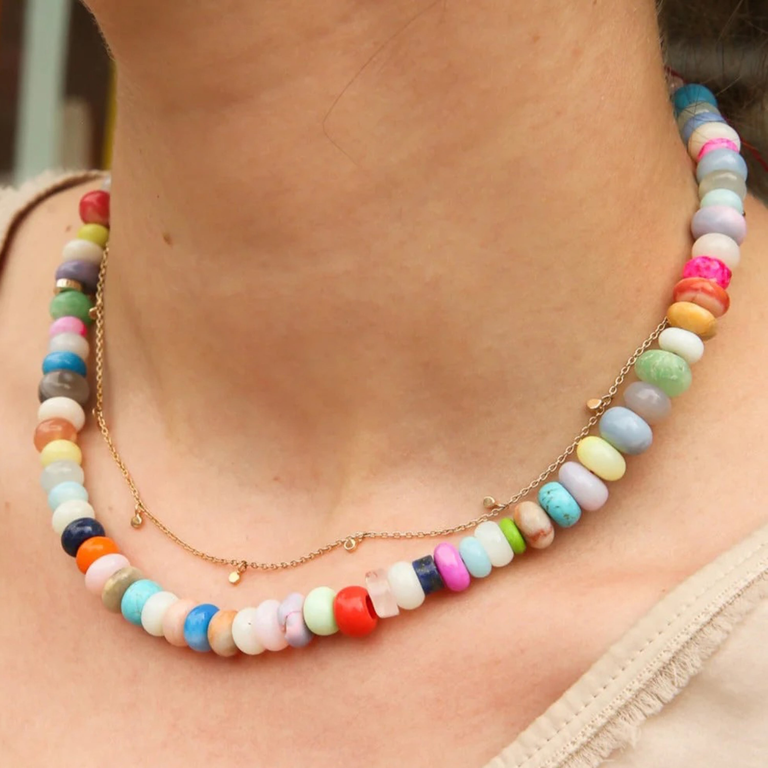 Candy Gem Necklace in Rainbow