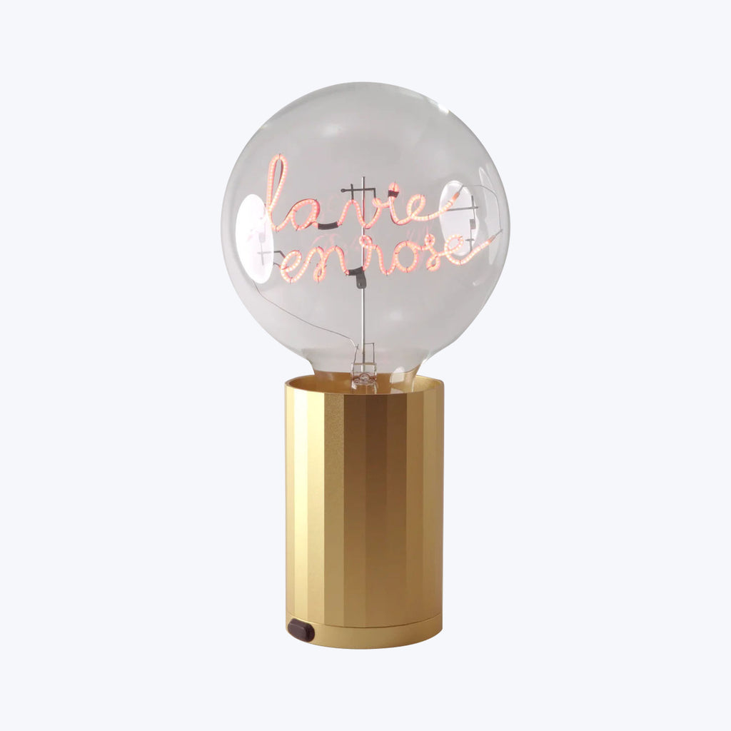 Modern decorative lamp with neon 'la vie en rose' script