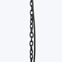 Vertical black chain with overlapping cord on light background.