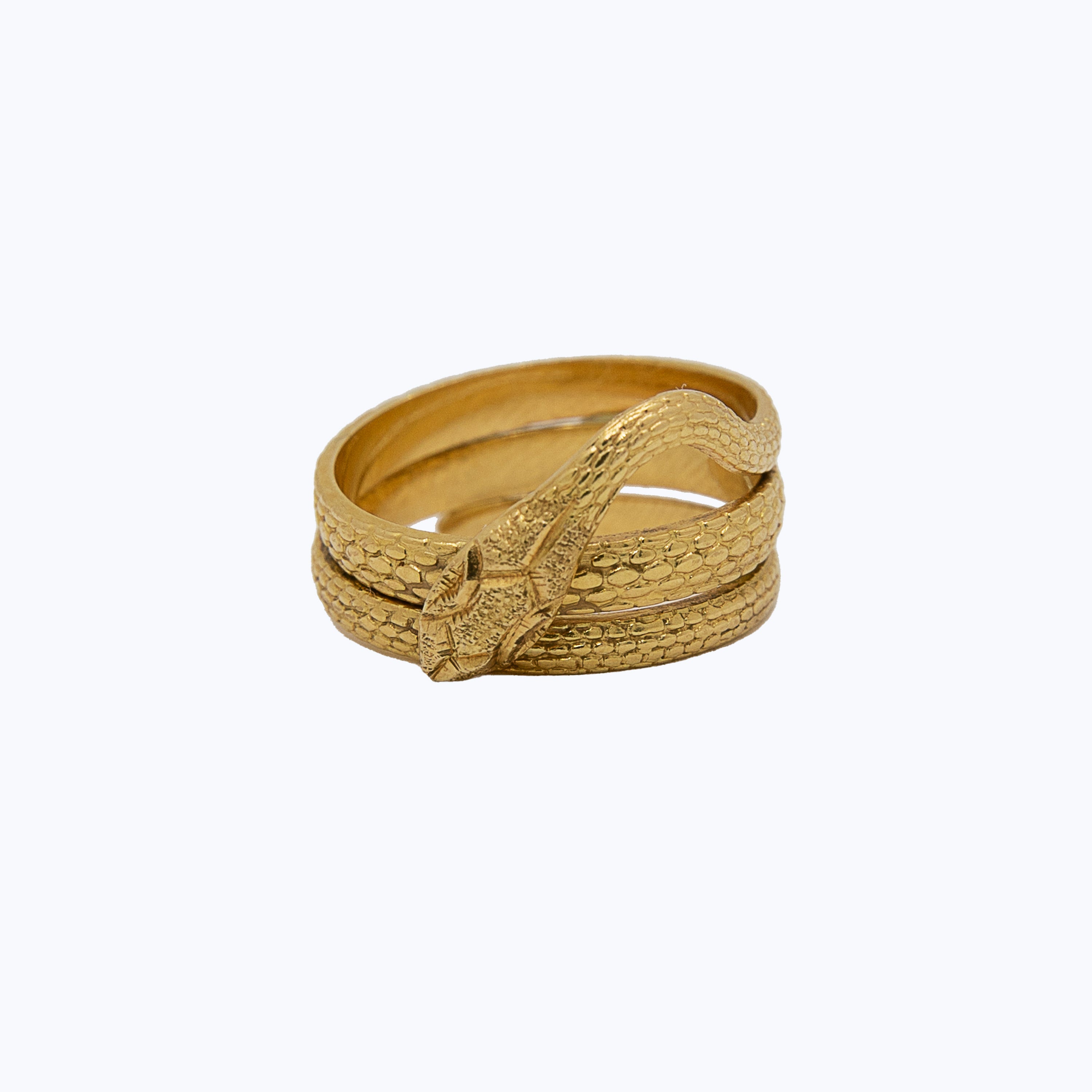 Victorian Snake Wrapped Bangle Bracelet with Diamonds in 14K Gold