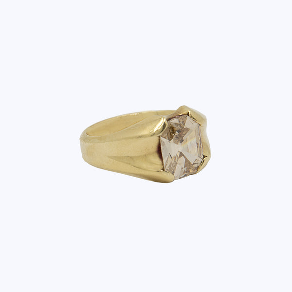 Antique French 14K yellow gold and 1.65 ct. diamond ring