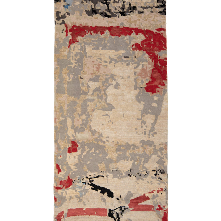Modern Hand Knotted Wool & Silk Rug - 2'9" x 10'