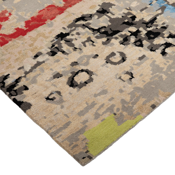 Modern Hand Knotted Wool & Silk Rug - 2'9" x 10'