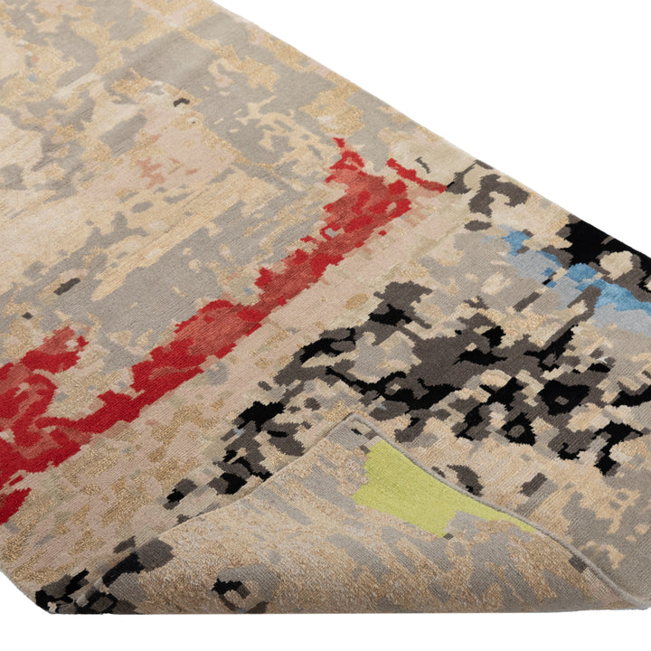 Modern Hand Knotted Wool & Silk Rug - 2'9" x 10'