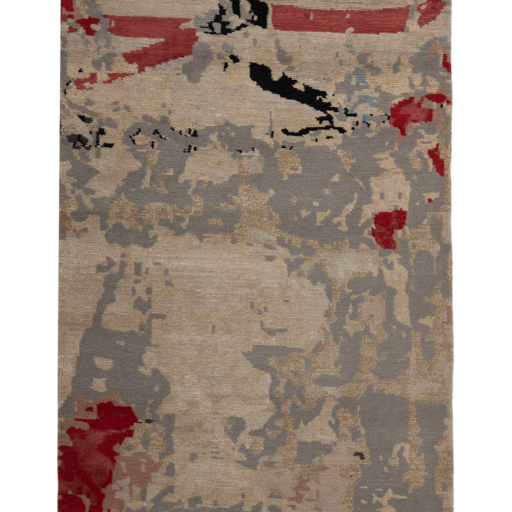Modern Handknotted Wool & Silk  Rug - 2'9" x 10'