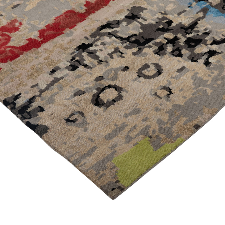 Modern Handknotted Wool & Silk  Rug - 2'9" x 10'