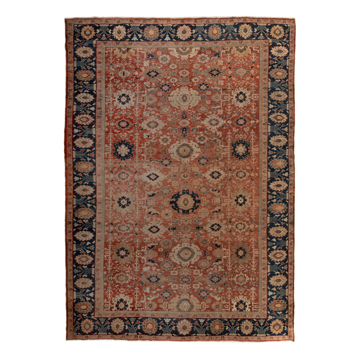 Floral Antique Wool Rug - 10'9" x 14'9"
