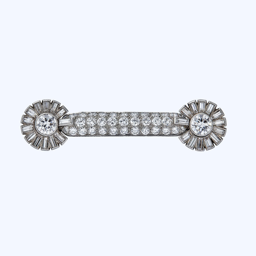 Diamond Bar Brooch Earrings