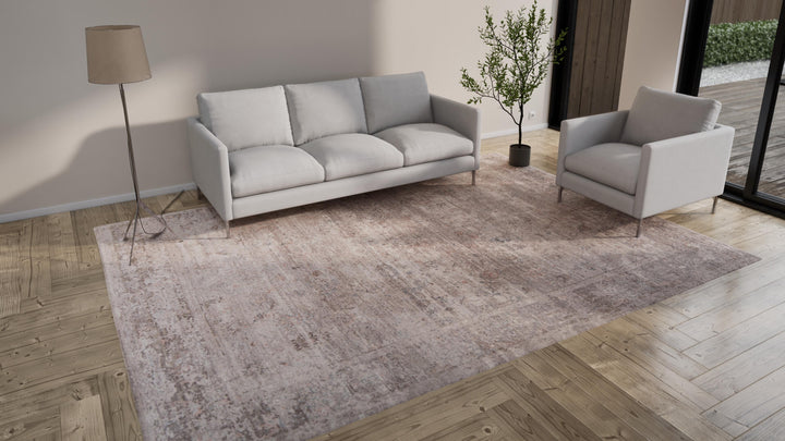 Grey Transitional Wool, Silk & Linen Rug - 8'11" x 12'3"