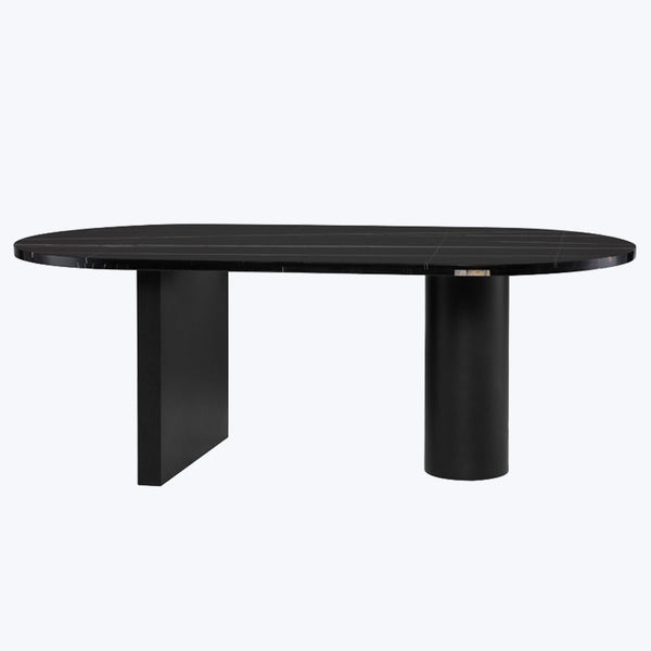 Stories Oval Marble Dining Table Black