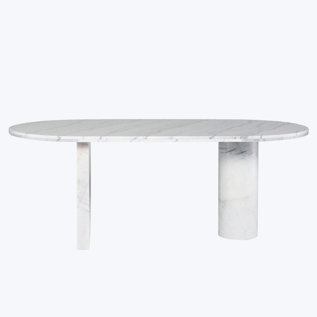 Stories Oval Marble Dining Table White