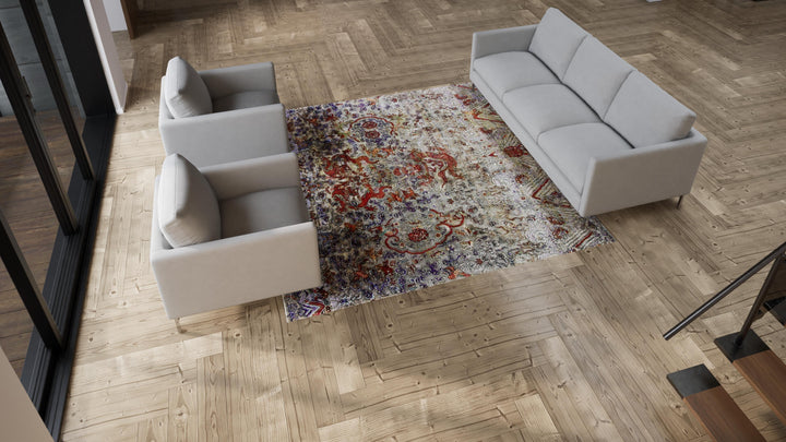 Multicolored Dragon Alchemy Silk Rug - 8'4" x 8'1"
