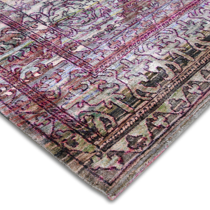 Vintage decorative rug with intricate patterns and vibrant colors