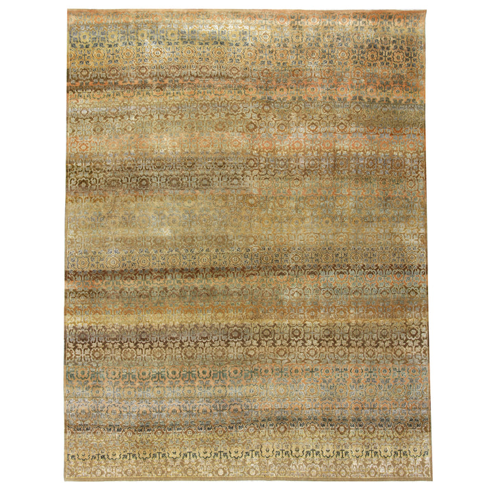 Traditional craftsmanship displayed in intricate vintage earth-tone rug design.