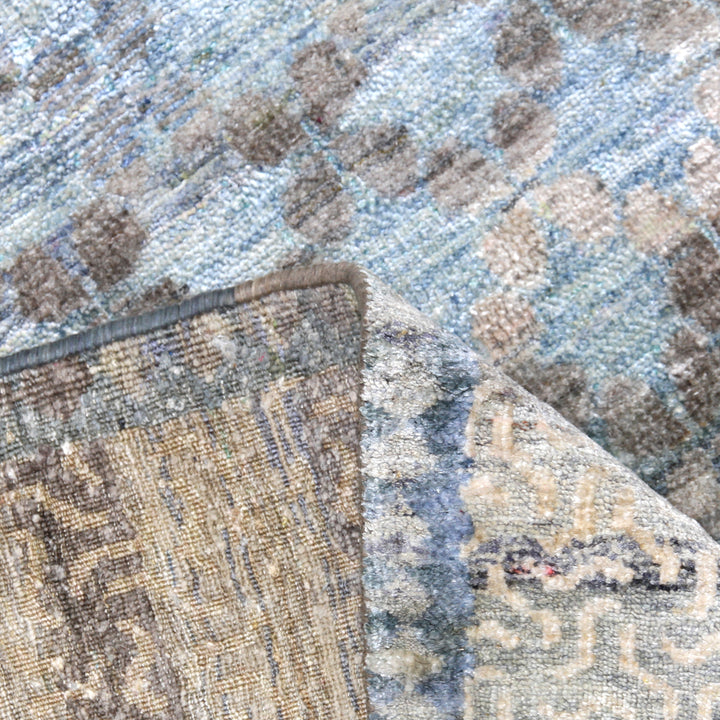 Three fabric swatches with various patterns and textures overlapping.