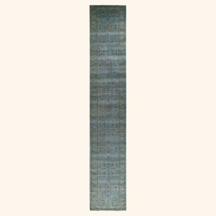 Blue Transitional Wool Rug - 2'7" x 15'8"
