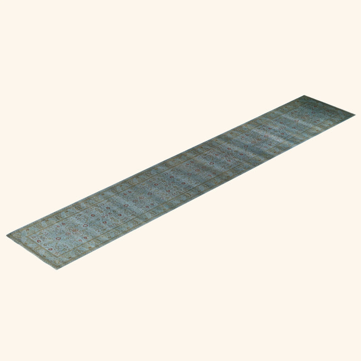 Blue Transitional Wool Rug - 2'7" x 15'8"