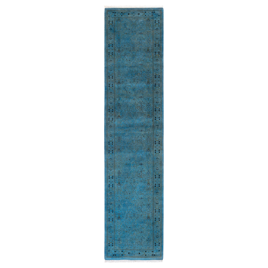 Blue Transitional Wool Rug - 2'7" x 11'10"