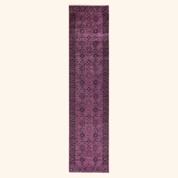 Pink Transitional Wool Rug - 3' x 13'1"
