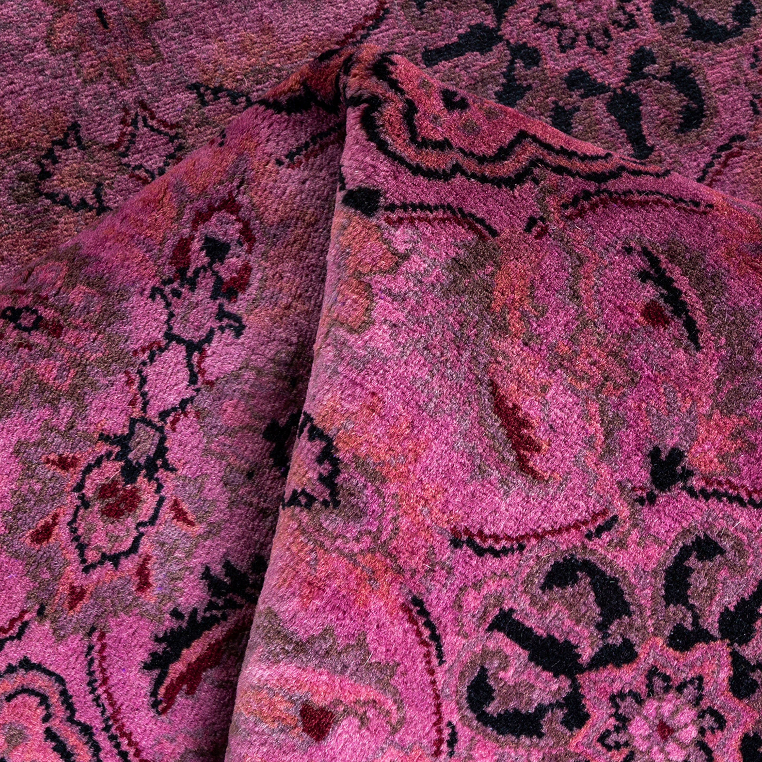 Pink Transitional Wool Rug - 3' x 13'1"