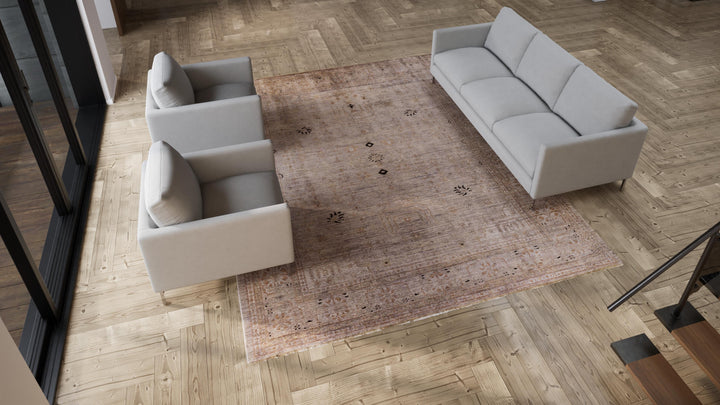 Tan and Purple Samsara Wool Rug - 9'2" x 11'7"