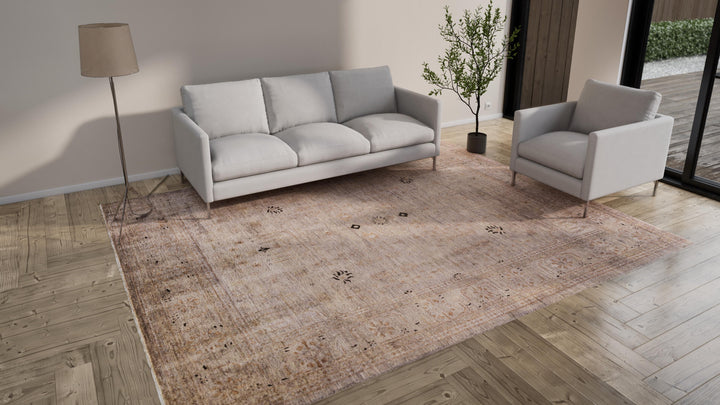 Tan and Purple Samsara Wool Rug - 9'2" x 11'7"