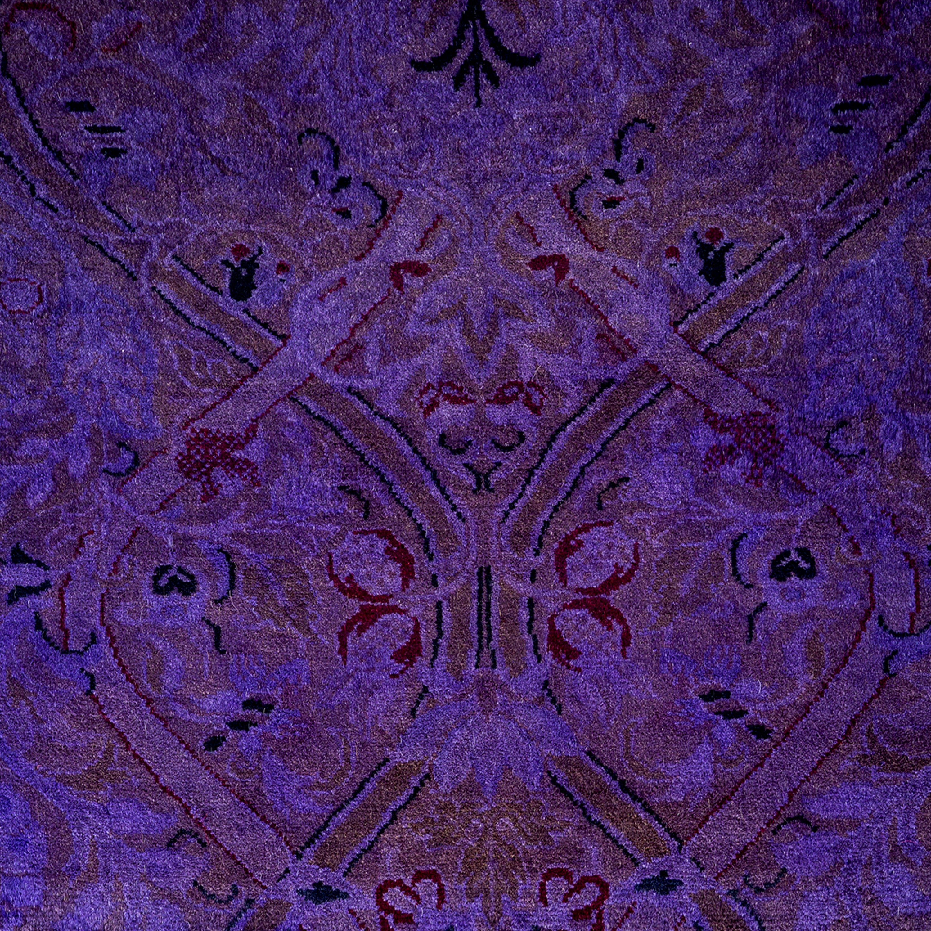 Purple Transitional Wool Rug - 2'5" x 10'2"