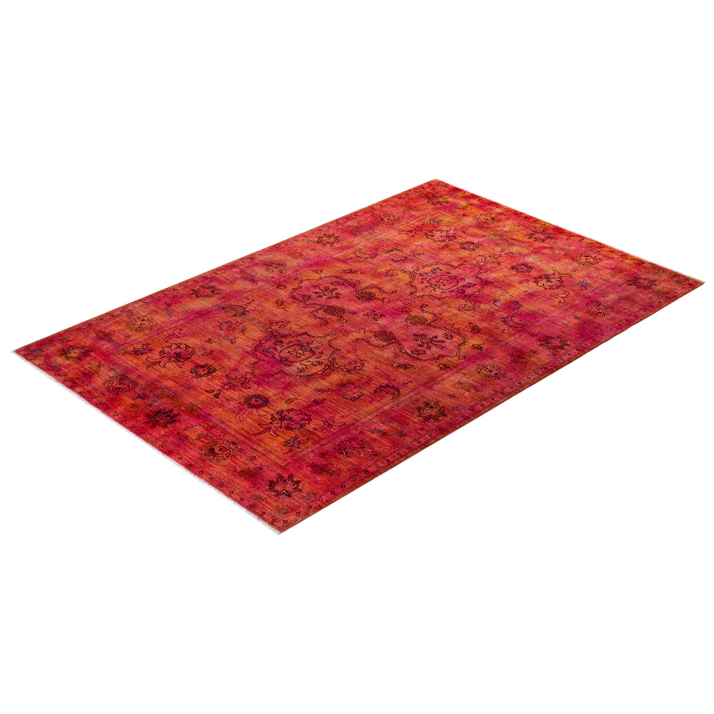 Orange Transitional Wool Rug - 5'2" x 7'10"