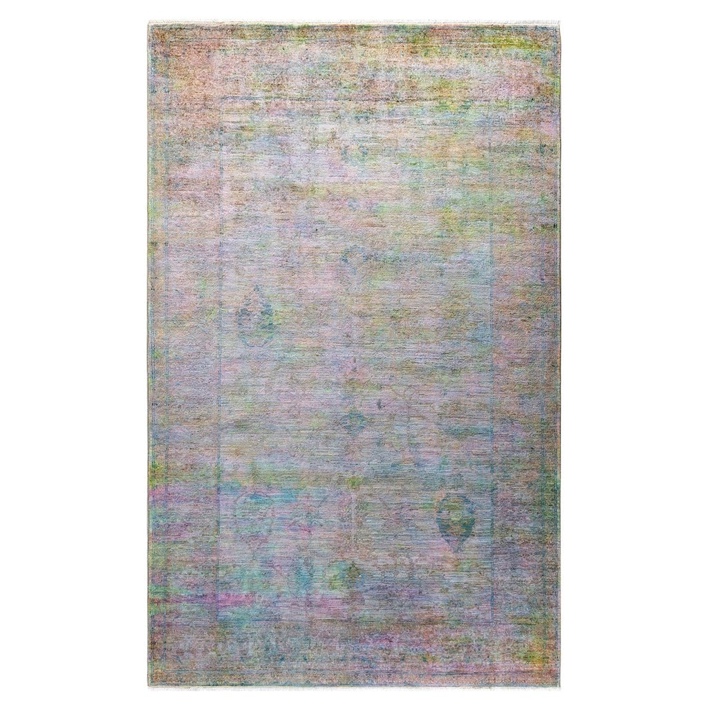 Pink Transitional Wool Rug - 5'1" x 8'2"