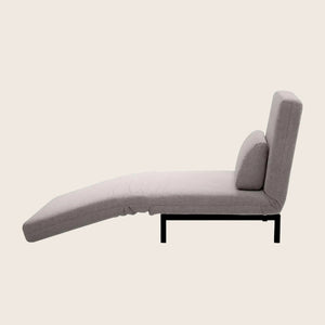 Modern armless chair with minimalist design and light grey upholstery. - hover