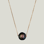 Black Peacock Pearl Gold Chain Necklace