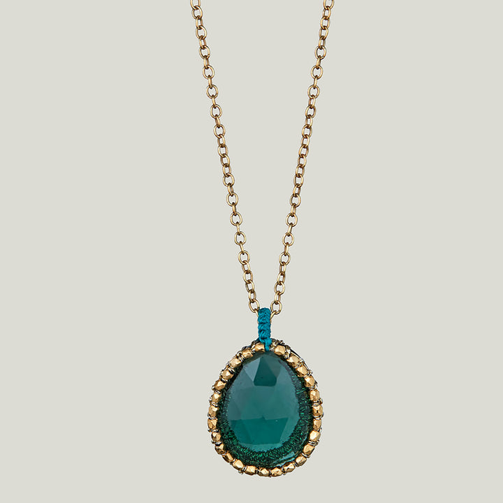 Caged Indicolite Quartz Necklace