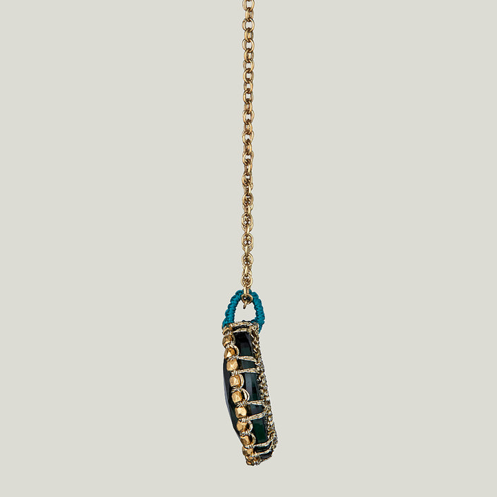 Caged Indicolite Quartz Necklace
