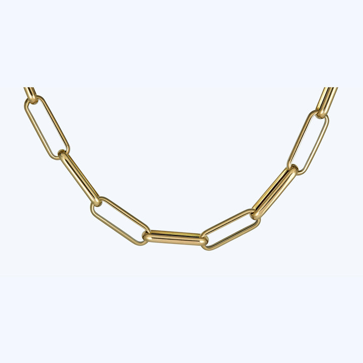 14K gold chunky paper clip necklace