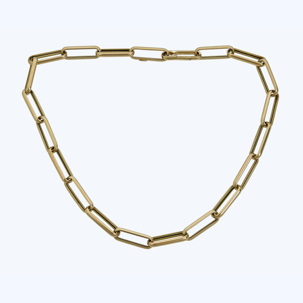 14K gold chunky paper clip necklace