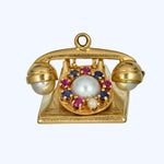 14K gold Gem Set Telephone Charm