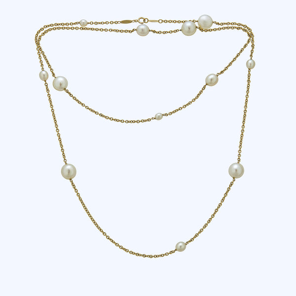Elsa Peretti Tiffany & Co. Gold Pearl Chain