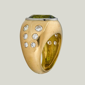 1970s French Peridot and Diamond Ring - hover