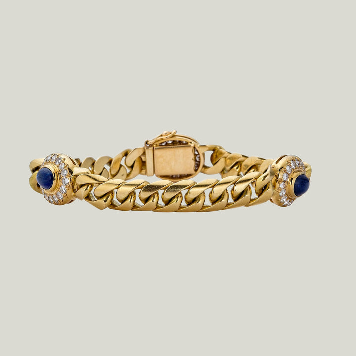 French Sapphire and Diamond Link Bracelet